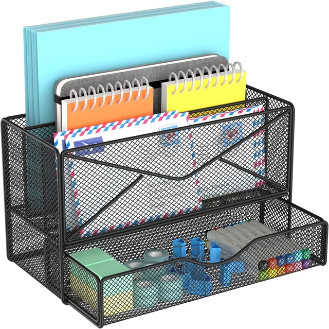 Mail Organizer, Desk Organizers and Storage with Drawer, Paper Organizer for Des