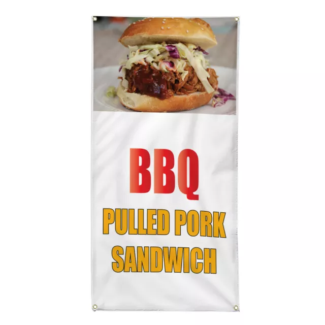 Vertical Vinyl Banner Multiple Sizes Bbq Pulled Pork Sandwich Food and Drink