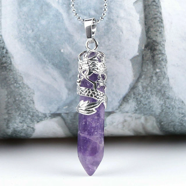 Hexagonal Natural Quartz Crystal Chakra Healing Point Pendant Necklace Jewelry