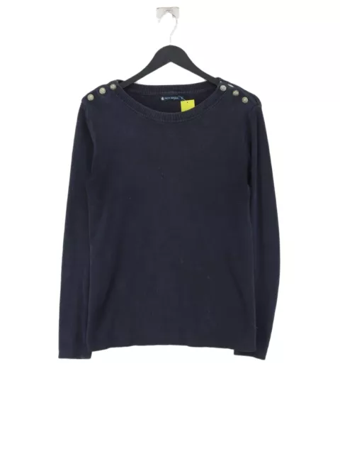 Petit Bateau Women's Jumper M Blue 100% Cotton Round Neck Pullover