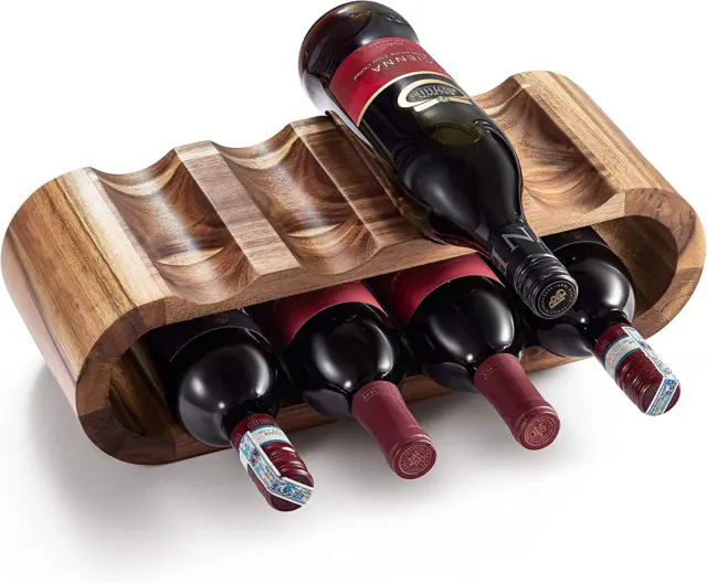 Wooden Wine Racks Countertop, 8 Bottle Wine Rack, Acacia Wine Bottle Holder Stan