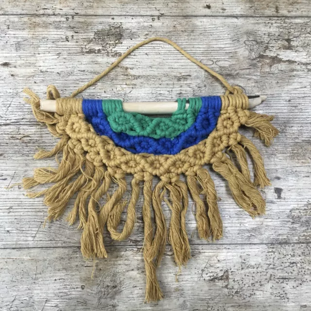 MACRAME WALL HANGING Blue BROWN MUSTARD GREEN Small Medium Size Hand Made