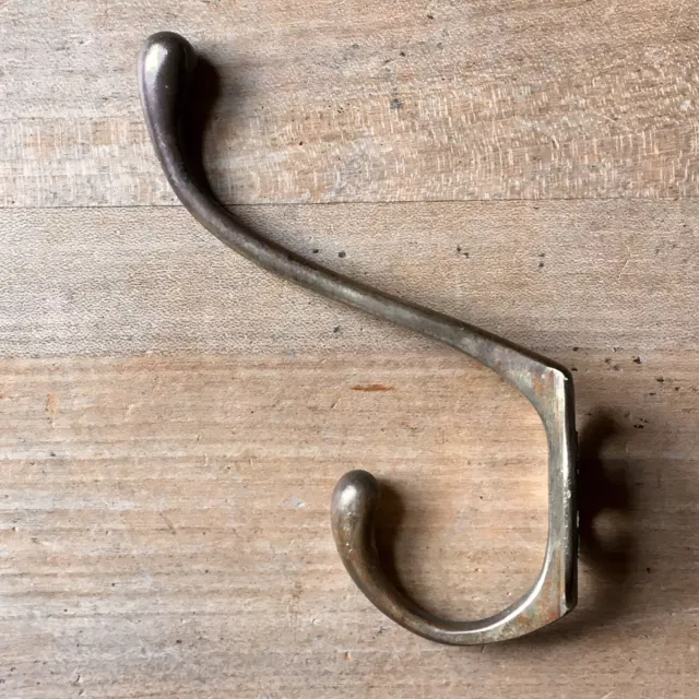Antique Brass Coat Hook Victorian Vintage Reclaimed Old