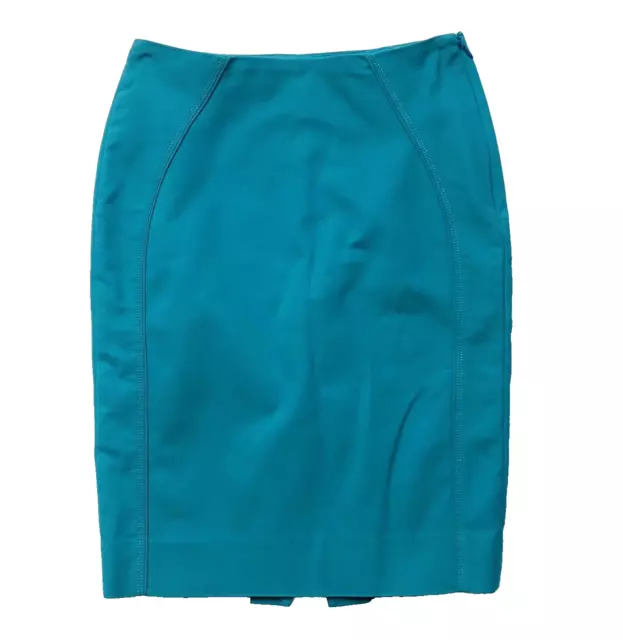 White House Black Market Women's Pencil Skirt Lined Teal Side Zipper Size 2