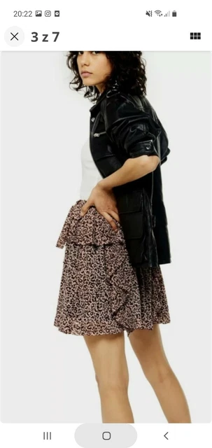 TOPSHOP PETITE LEOPARD Print Ruffle Mini Skirt 12 1.10 PicClick UK
