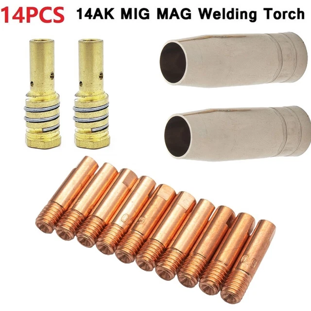 14Pcs Welding Torch Consumables Set for MIG-14AK Torch with Nozzle Tip Holder