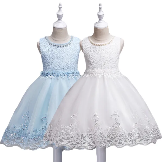 Flower Kids Girls Princess Tutu Dress Baby Party Wedding Bridesmaid Formal Gown 2