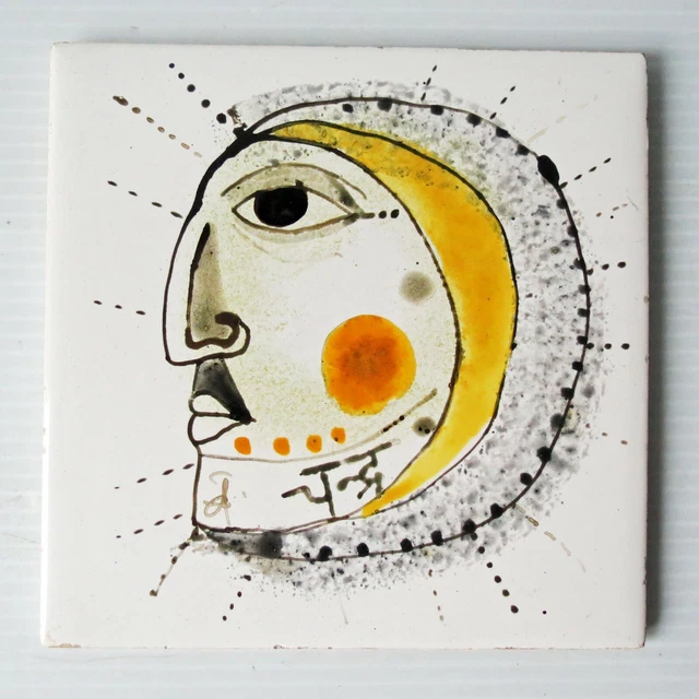 Vintage H & R Johnson Cristal Hand Painted Tile Signed  England 6”sq.