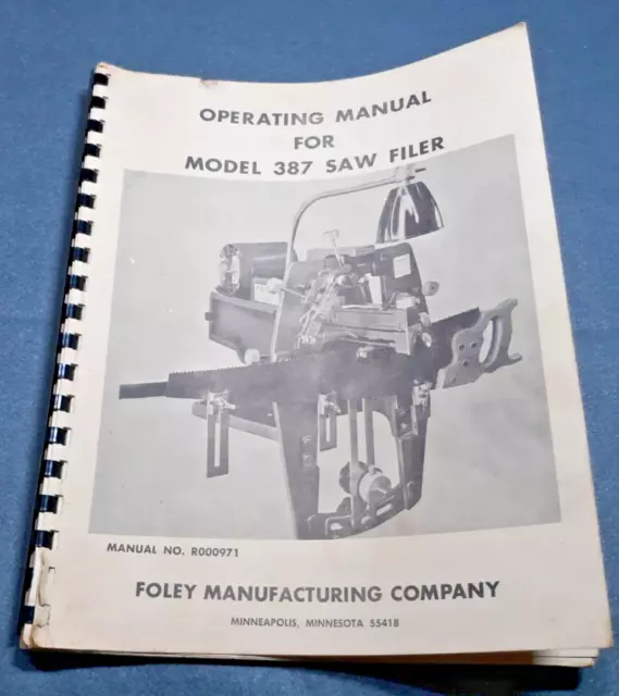 Vintage Foley Operating Manual #387 Filer **