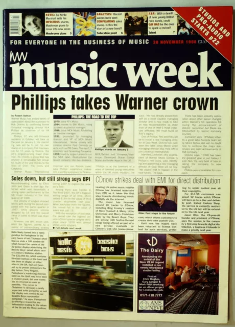 Music Week Magazine November 28 1998 mbox1583 - Phillip Takes Warner Crown