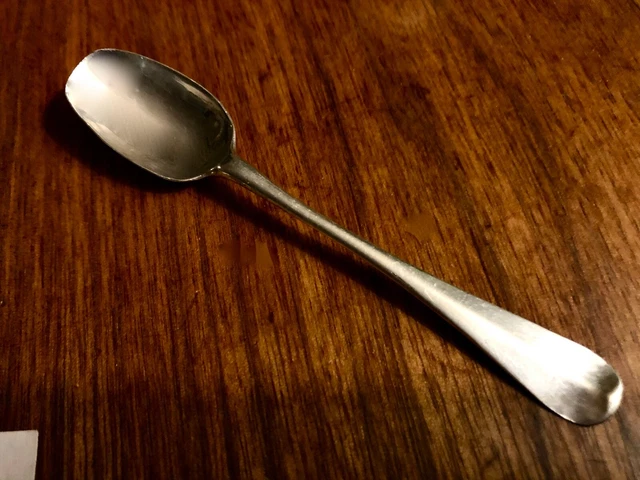 ~ RARE JOSEPH CLARK 18THC RATTAIL COIN SILVER HANOVERIAN TEASPOON BOSTON c.1745
