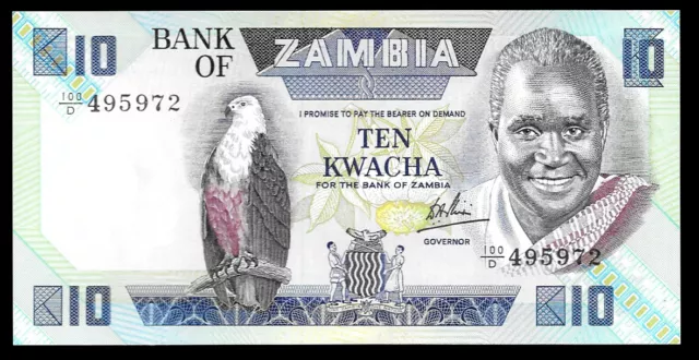 World Paper Money - Zambia 10 Kwacha ND 1980-88 P26d Sign 6 @ Crisp UNC