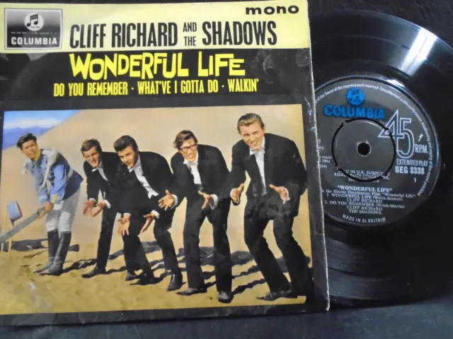 CLIFF RICHARD & SHADOWS E.P " WONDERFUL LIFE   " EX+ COND. IN Or. PIC SL.