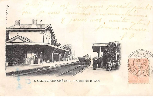 94.AM19291.Saint Maur-Créteil.N°2.Quais de la gare.Train.State