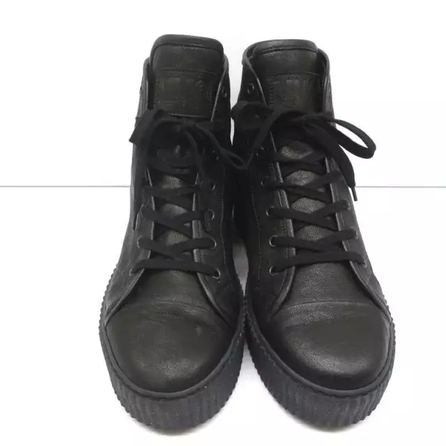 MM6 Maison Margiela High Top Platform Creeper Sneakers Black Leather Size 41 3