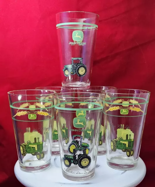 John Deere~Set Of 6~ Logo Tumbler "Nothing Runs Like a Deere" Amber Fields (E2)