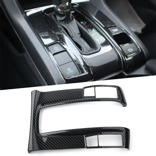 Carbon Fiber RHD Console Gear Shift Panel Trim Cover For Honda Civic 2016-2020