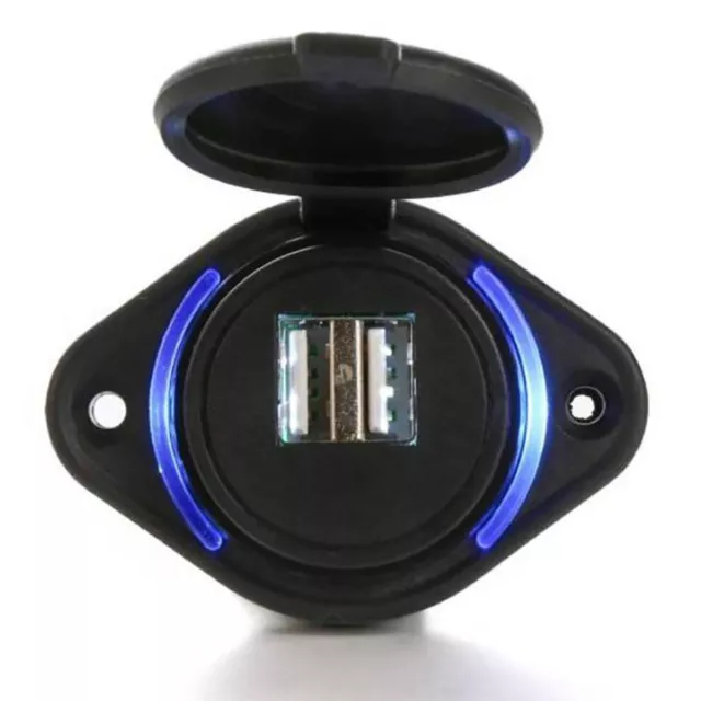 Car Charger Dual USB Port Adapter Phone Charge Socket Interior Parts W/Blue LED