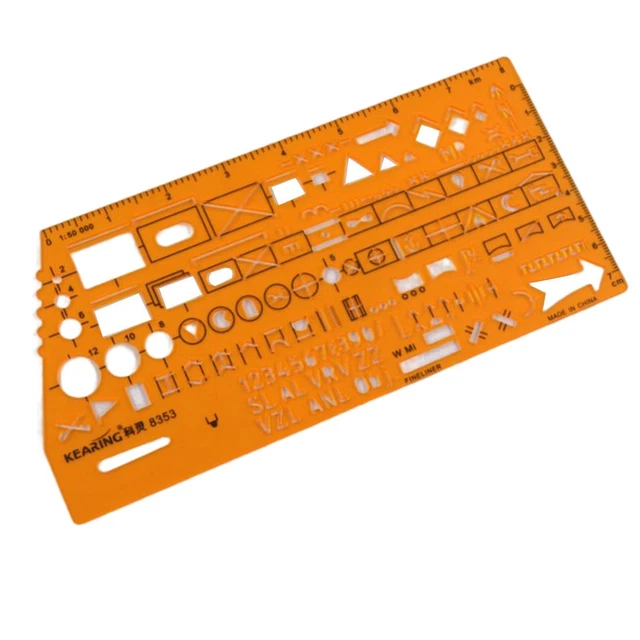 MAP DRAWING STENCIL with Drafting Symbols Thumbnail Template Ruler ...