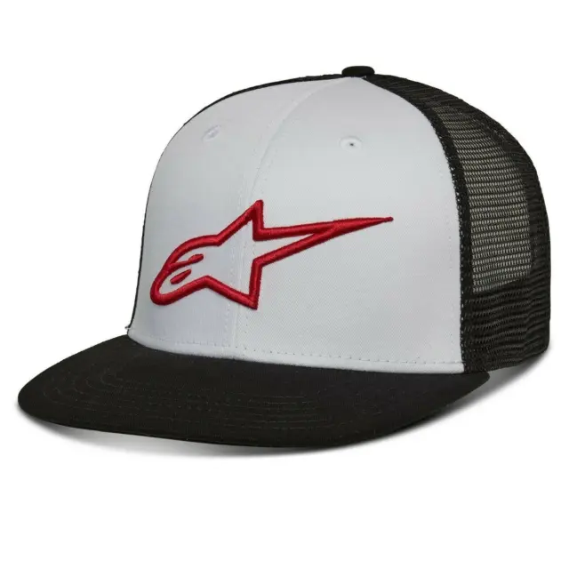 Alpinestars Corp Trucker Adjustable Casual Baseball Cap Hat White Black