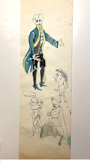 Mino Maccari, schizzi di appunti, non firmato, autentico, china