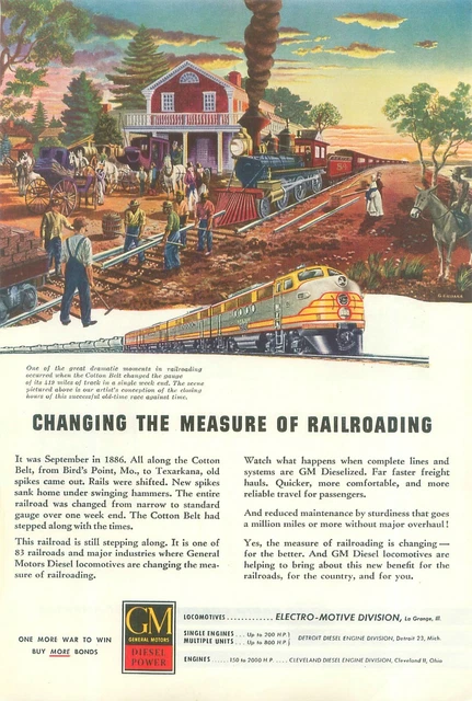 General Motors Electro-Motive Division RR 1886 Cotton Belt  1950s Magazine Ad