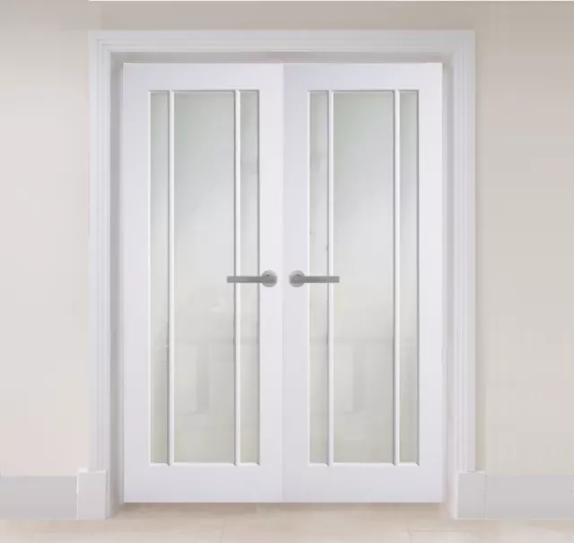 door pair internal french doors langdale frosted glass white primed double doors