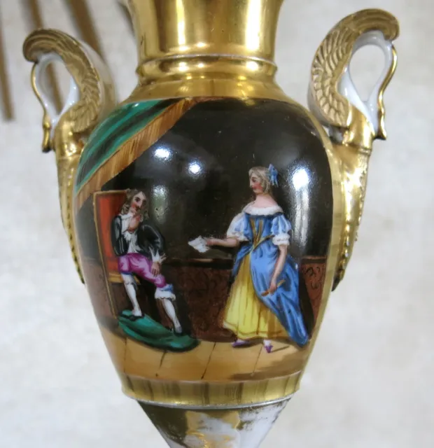 LA LETTRE, ancien vase porcelaine de paris, empire, cygne, MAISON & PAYSAGE .