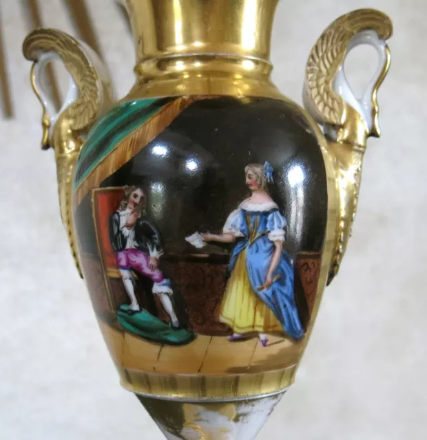 LA LETTRE, ancien vase porcelaine de paris, empire, cygne, MAISON & PAYSAGE .