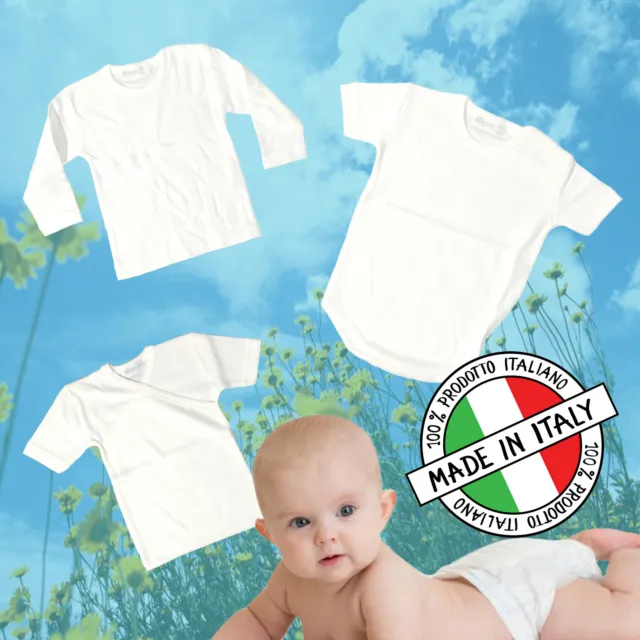 Intimo NEONATO Maglia body ITALIANO MAGNOLIA cotone bianco 3 modelli 0-24 mesi