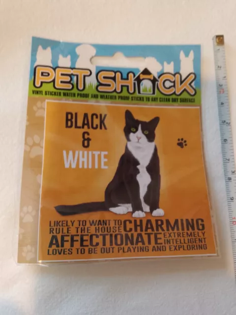 Pet Shack, vinyl sticker, Black and white cat