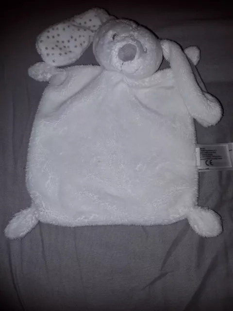 DP1/doudou plat lapin blanc étoiles grises Vertbaudet simba Toys 4 Coins TBE