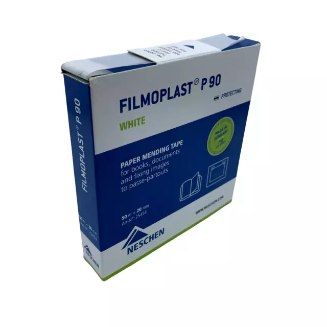 Filmoplast P90 selbstklebend 50 gm Papierband 20 mm x 50m Rollenrahmen weiße Bücher