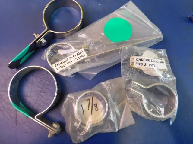 5 Exhaust Clamp Parts Lot Harley Davidson & Custom Choppers