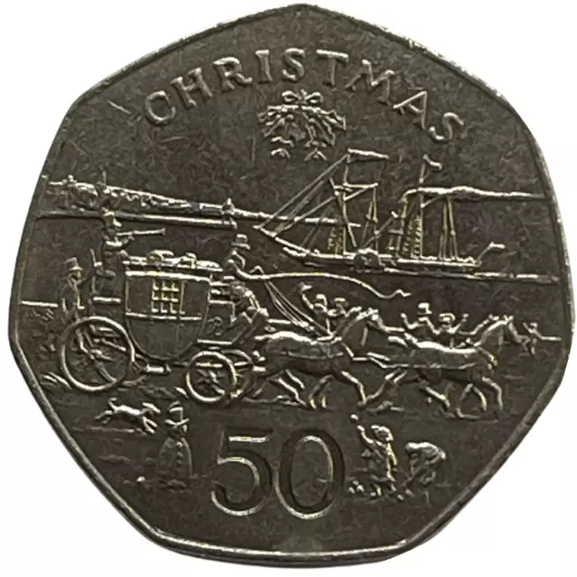 Isle Of Man 50P / Fifty Pence - Christmas Coin - Choice Of Date And Die Mark