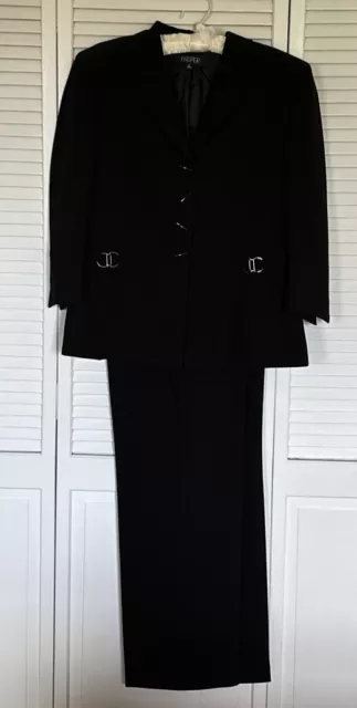 Kasper Womens Solid Black Pant Suit Size 12 Formal Business Career