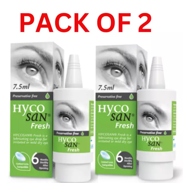 Gotas para ojos secos sin conservantes frescos Hycosan - 7,5 ml elige paquete 1/2/3 2