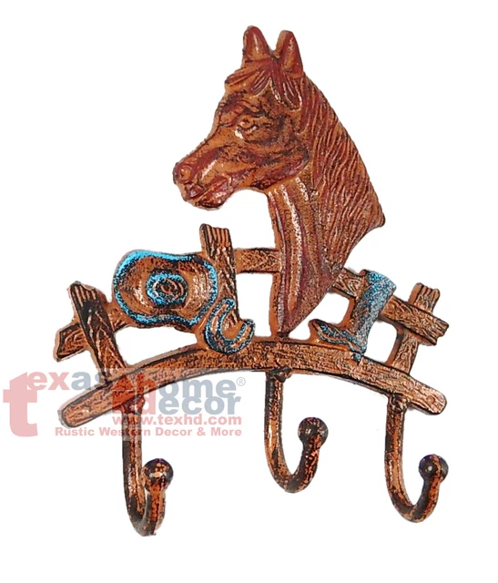 Cast Iron Horsehead Hat Boot Horseshoe Wall Hook Rack Rust Key Towel Coat Hanger