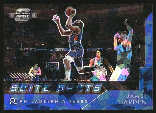 2021-22 Panini Contenders Optic Suite Shots Blue Cracked Ice #4 James Harden /75