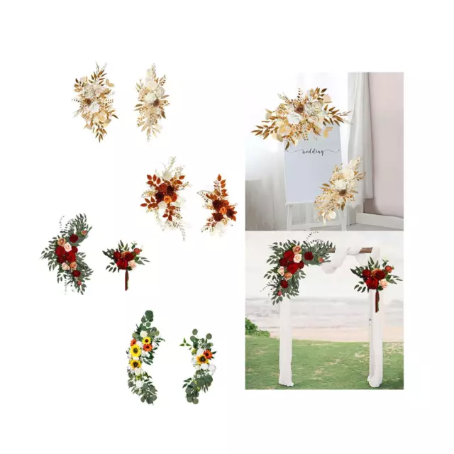 2 Pieces Artificial Flower Swag Door Wreath for Valentines Front Door Home