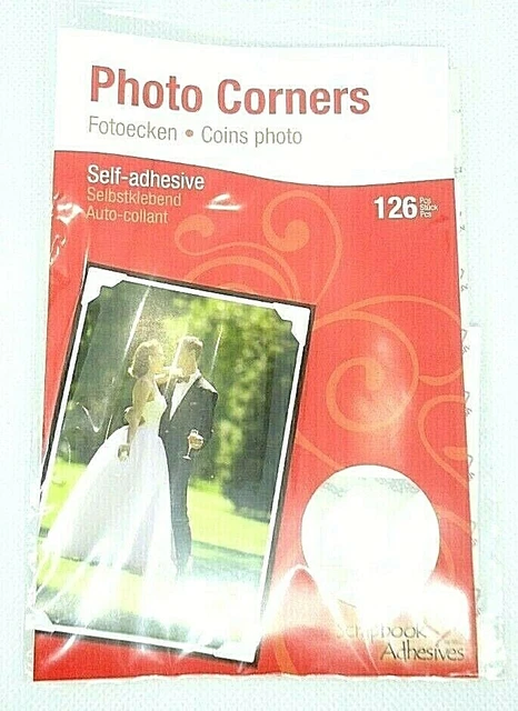 Adhesivos para álbum de recortes de 3 L esquinas fotográficas 126 piezas a base de acrílico sin ácido blanco