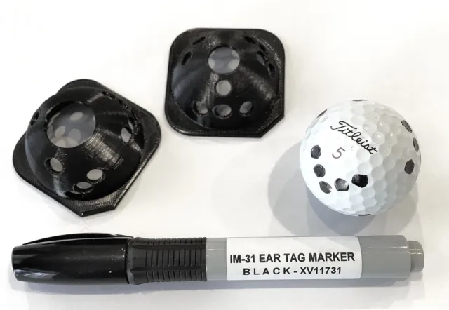 Golf ball marking template and Tag Marker for Rapsodo RPT MLM2PRO launch monitor