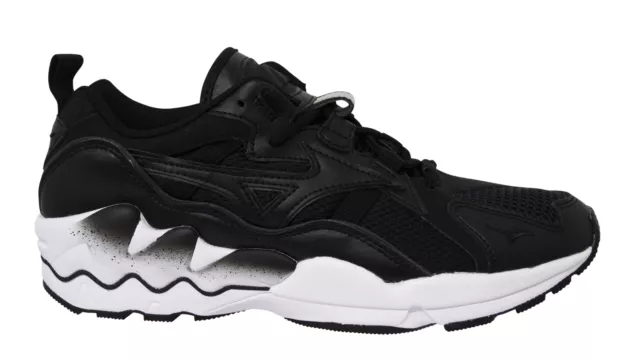 Mizuno Sport Style Wave Rider 1 Black Lace Up Mens Running Trainers D1GA192709