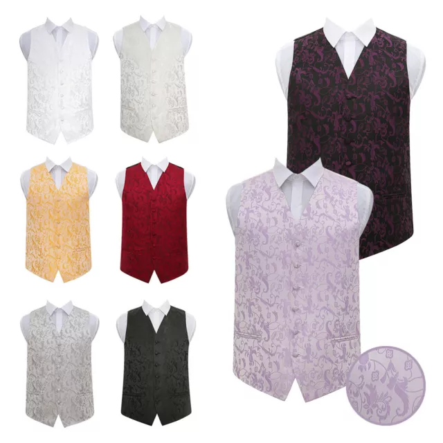 Gilet da smoking da uomo tessuto floreale formale casual casual da uomo di DQT