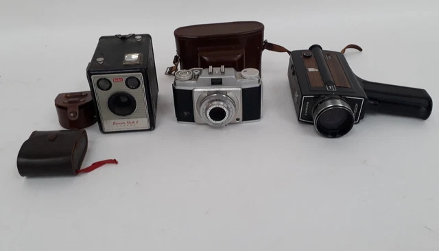 Paquete de cámaras de fotografía vintage X 3 medidor de luz Agfa Kodak Chinon plus