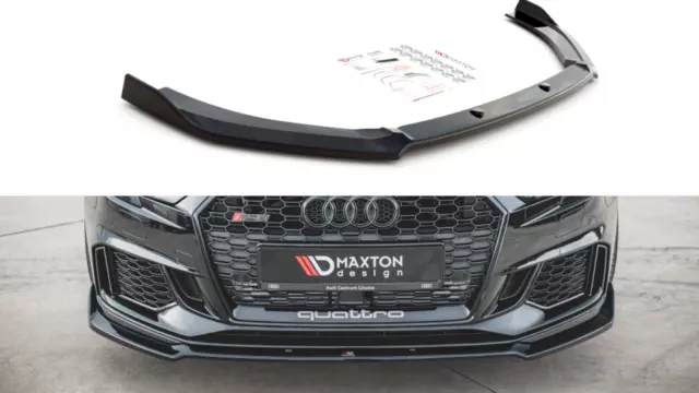 For Audi RS3 8V FL Front Diffuser Splitter V3 Maxton Design Gloss Black ABS