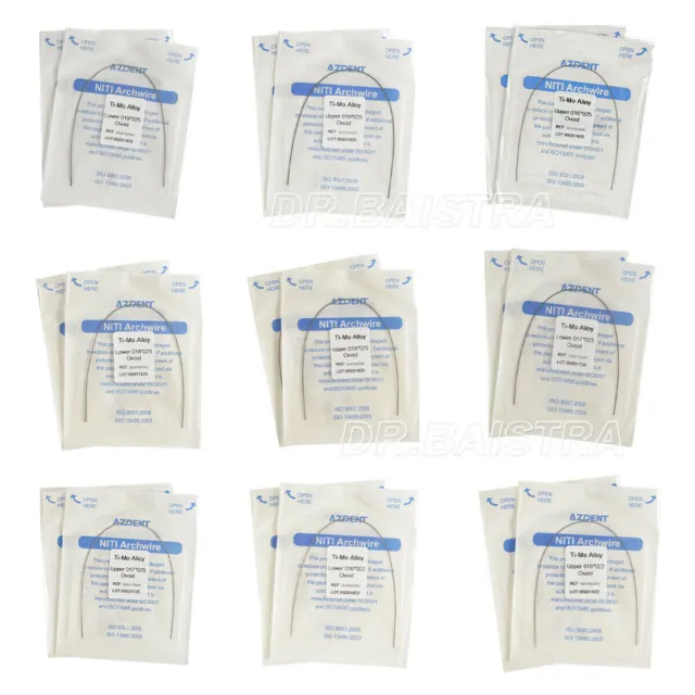 AZDENT Dental Orthodontic TMA Beta Ti-Mo Alloy Rectangular Arch Wires All Sizes