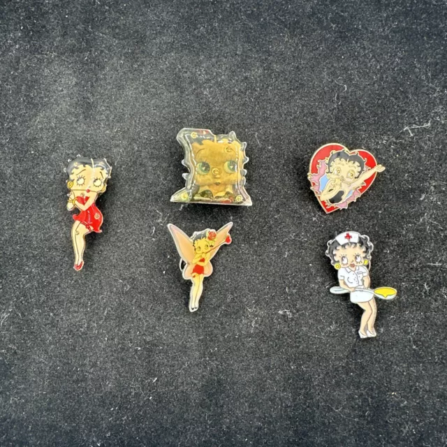 Vintage Betty Boop Enamel Pin Lot Of 5 Brooch Lapel Pins