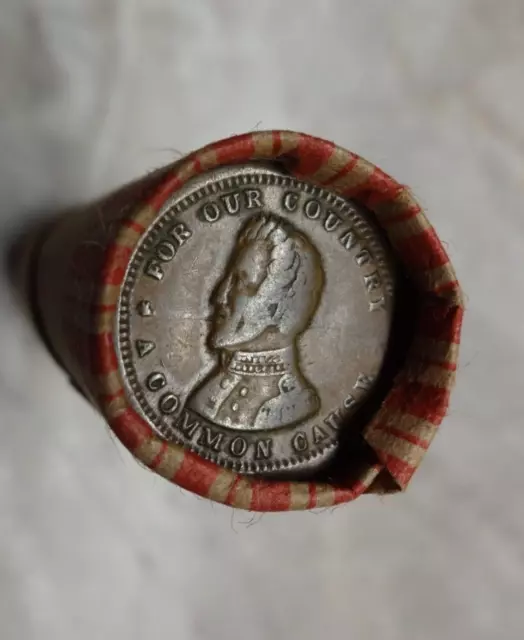 Civil War Token 1863 Andrew Jackson/1909 VDB VF Wheat Penny/Indian Head Roll