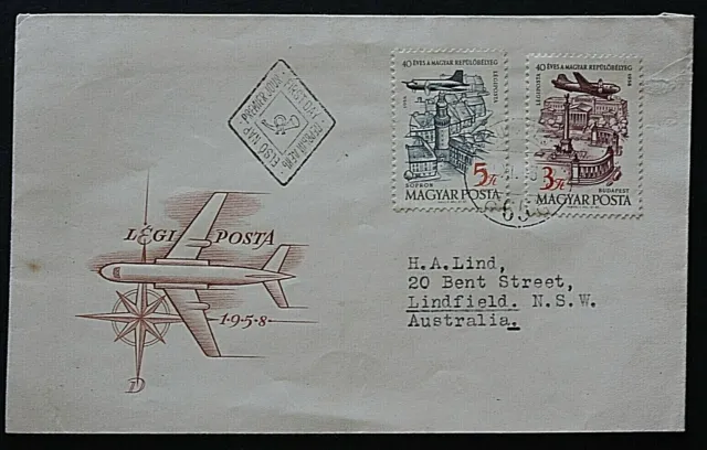 Hungary - 1958 - 1st Day Cover of 40th Anniversary of 1st  Air Mail Stamp